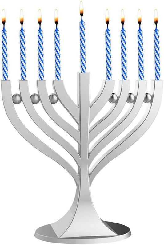 Mini Classic Menorah with Mini Birthday Size Hanukkah Candles