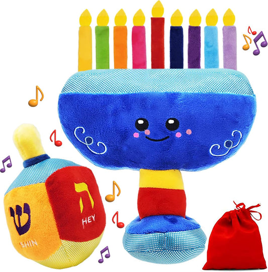Hanukkah Plush Menorah and Dreidel - 1lb