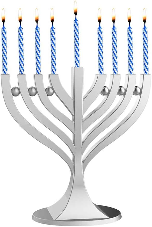 Mini Classic Menorah with Mini Birthday Size Hanukkah Candles